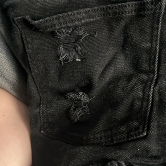 Black Ripped High Ride Jean Shorts - Picture 5 of 5